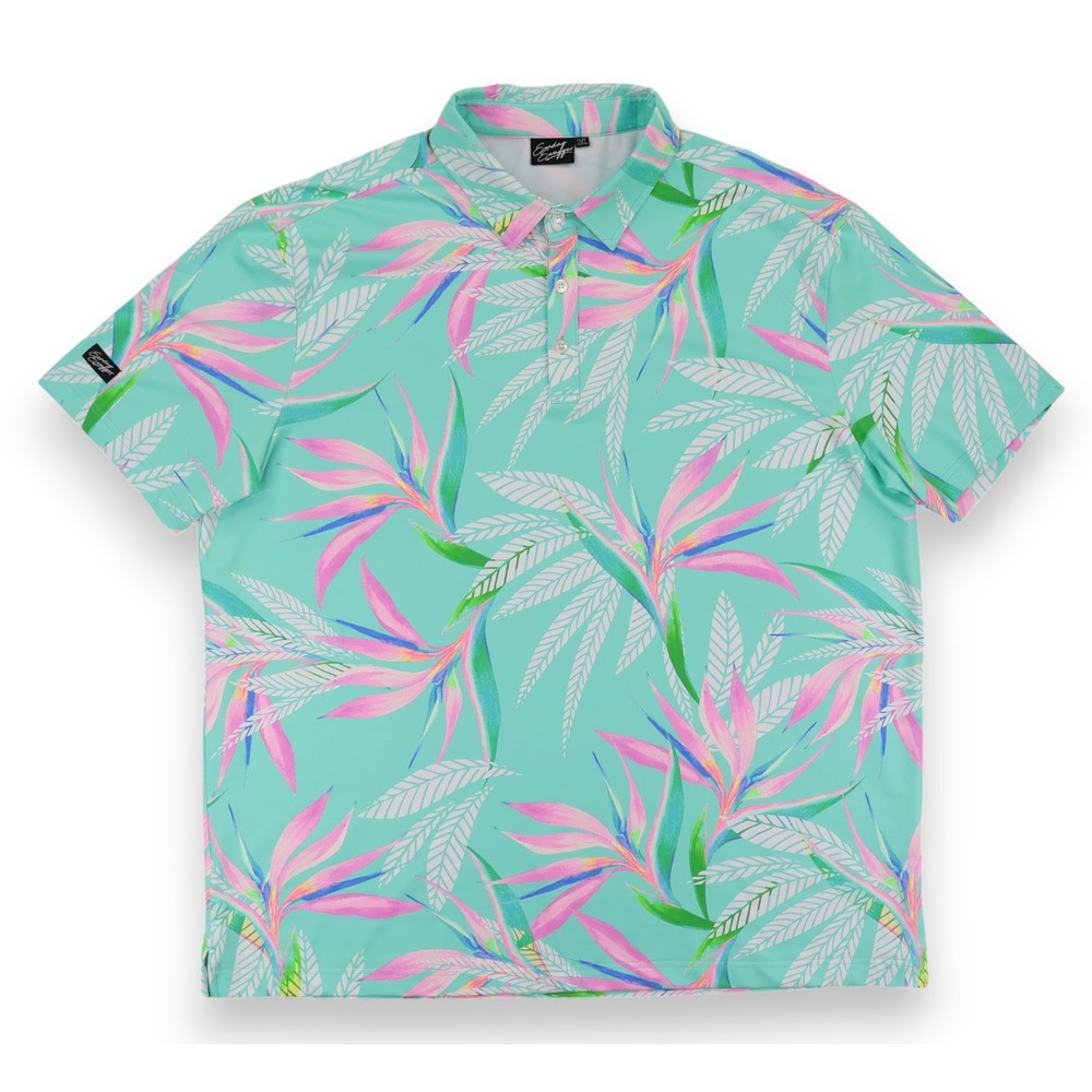 Sunday Swagger Floral Golf Polo Shirt Mens 2XL Tropical Stretch Performance